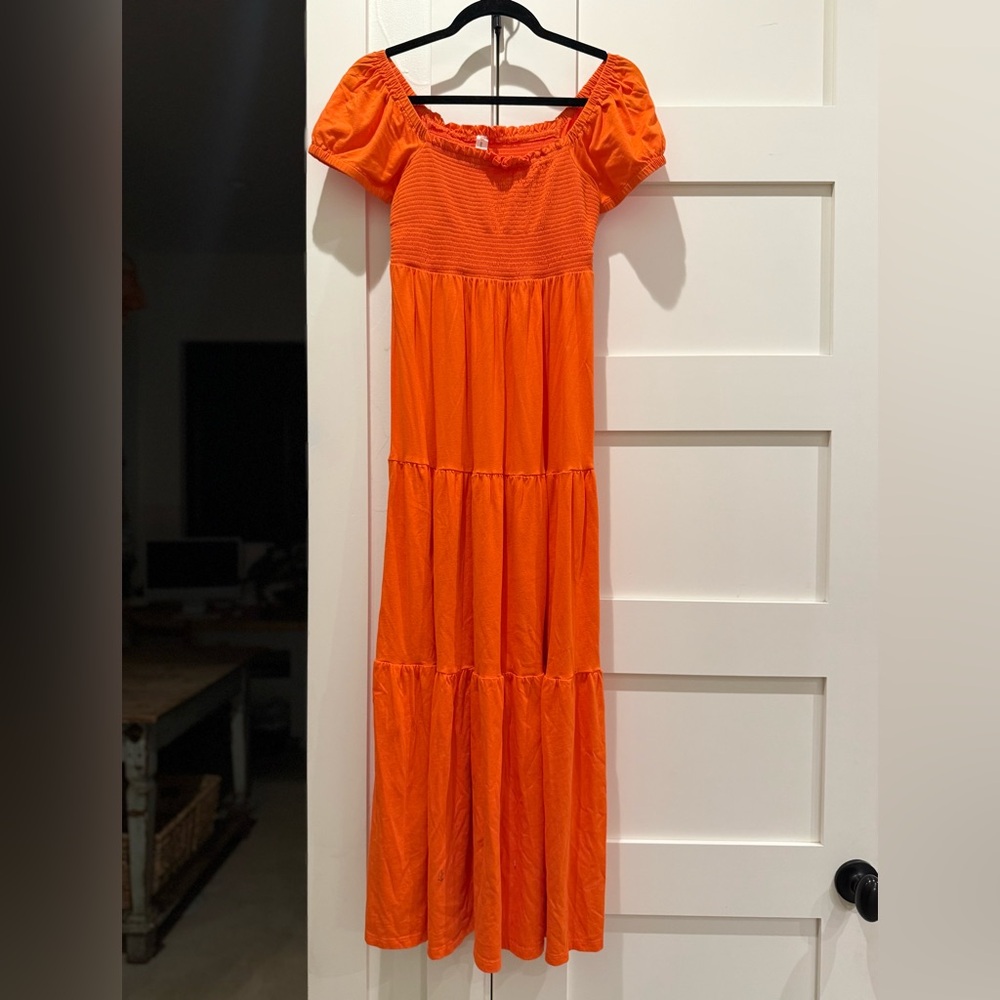 Anthropologie Daily Practice Tiered Dress Orange XS